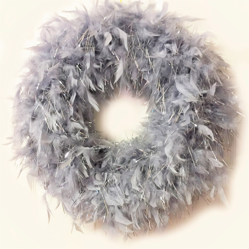 Couronne de plumes 23 po, Rouge / Vert, H 23 po x l 23 po x p 2 po
