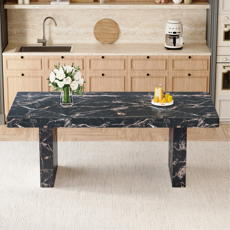 Table de salle à manger luxueuse en bois MDF de 78,7 po x 39,4 po x 29,9 po avec un plateau de table de 3,5 po d'épaisseur - un choix de luxe subtil pour votre maison. Créez votre espace de luxe exclusif et discret.