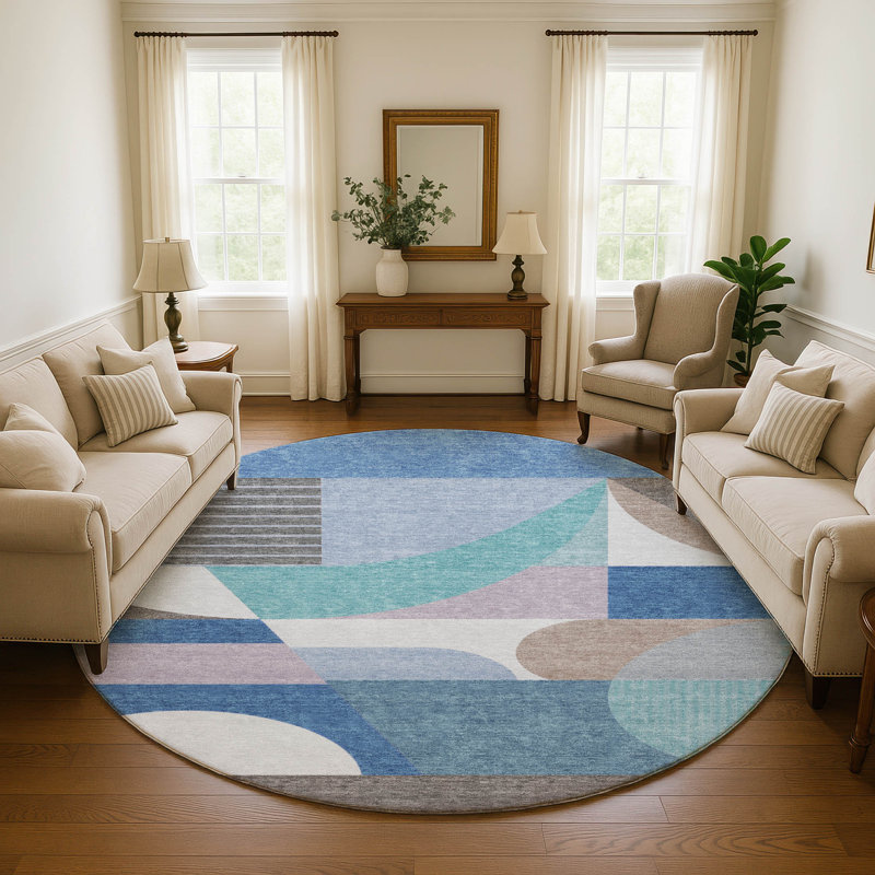 Tapis de qualité supérieure lavable à la machine de qualité supérieure Slesnick AMF1667, Rond 8 pi