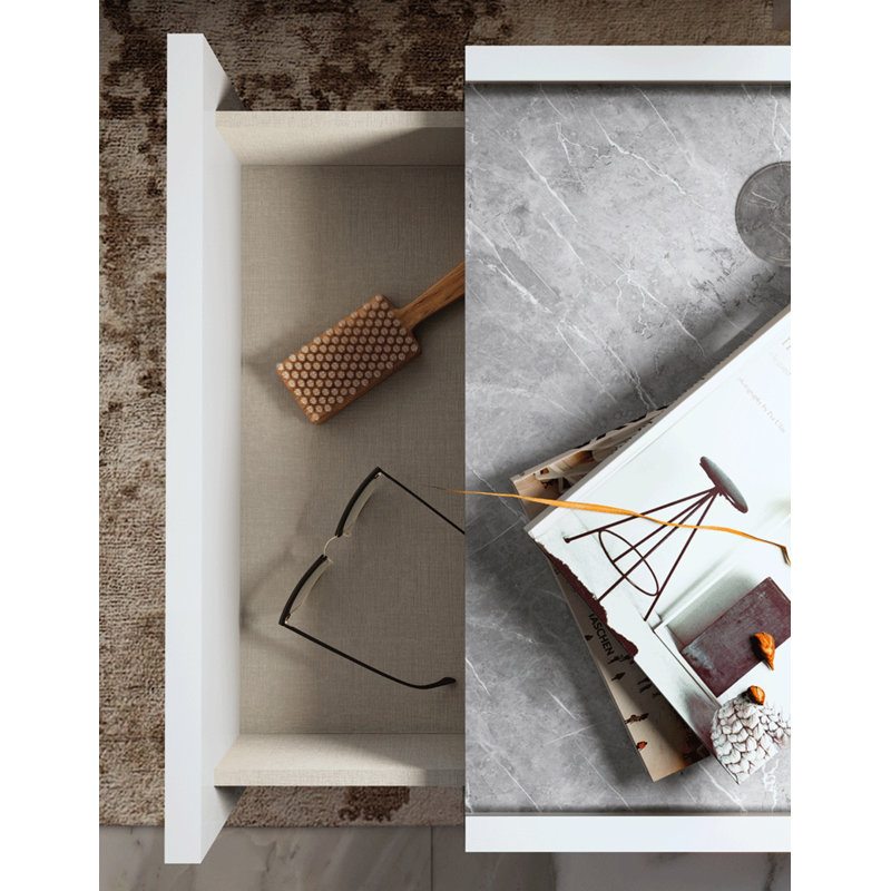 White Gloss Contemporary Bedside Table