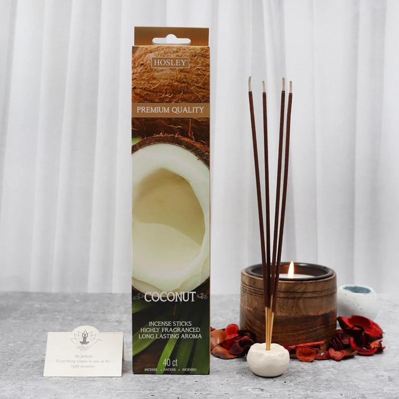Hosley aromathérapie paquet de 480 bâtons d'encens assortis cerise noire, fraise, vanille, noix de coco. Idée pour la maison, le mariage, le spa, la méditation et l'aromathérapie