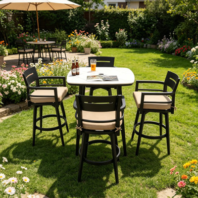 Tabourets de bar pivotants d'extérieur haut de gamme en aluminium avec coussin Sunbrella®