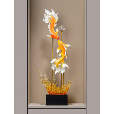 Luxury Lucky Koi Fish Resin Home Decor Ornament
