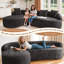 Canapé modulaire en forme de L de 99 po de largeur avec revêtement en velours côtelé moelleux et mousse haute résilience-1066024006