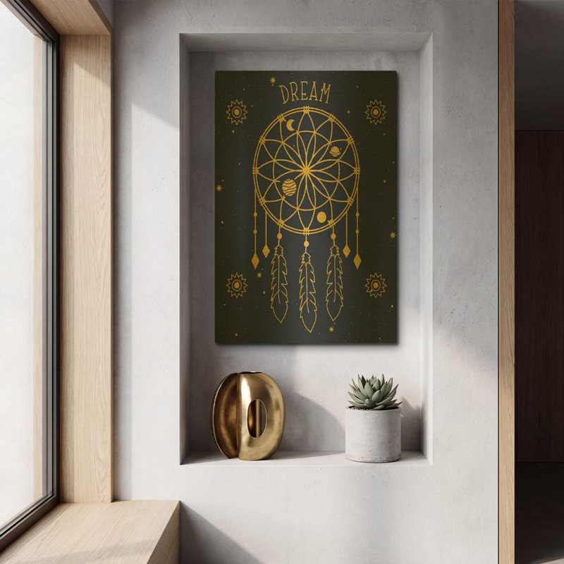 'Celestial Gold A' By Jean Plout Gold Metal Wall Art, 12"x16"