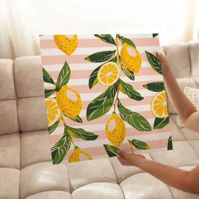 «Food and Kitchen Lemons & Stripes IV», reproduction d'art moderne sans cadre