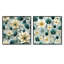 Bleu sarcelle et ivoire, motif floral côtier - ensemble de 2 collages floraux carrés-101848875-101848874