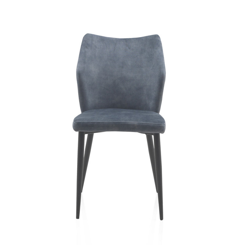 48cm H Polyester/Velvet Upholstered Metal Side Chair, Grey