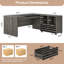 L-shaped Executive Office Desk With Mobile File Cabinet, Large Computer Desk For Home Office