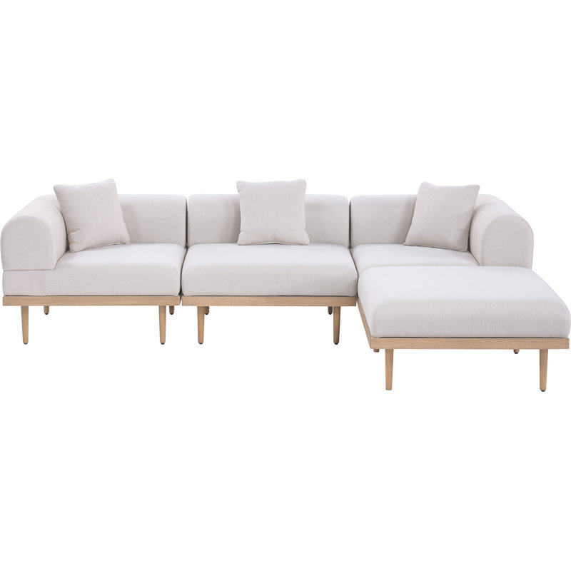Canapé modulaire d'extérieur en oléfine de 106,5 po Madeleine, Beige