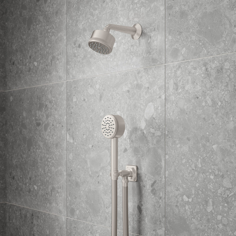 Steampunk Bay Industrial 3" Brass Single Function Handshower 2.0 GPM, Satin Nickel