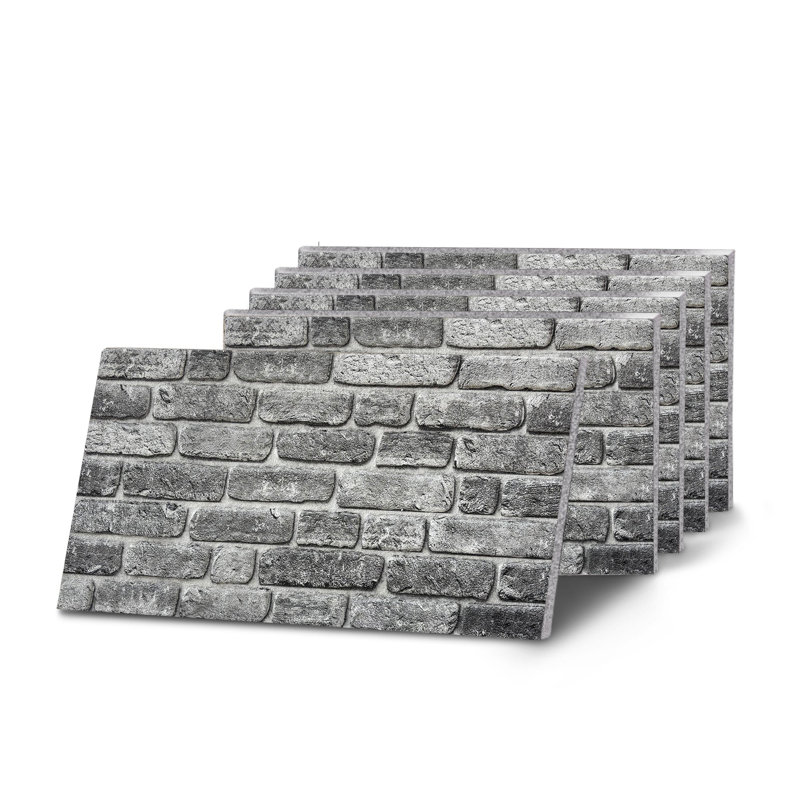 Panneau mural simple effet brique rustique gris, Gris