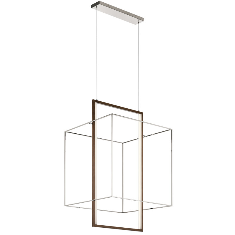 Luminaire suspendu carré / rectangulaire à 2 lumières DEL Schexnayder, H 42 po x l 26 po x P 26 po