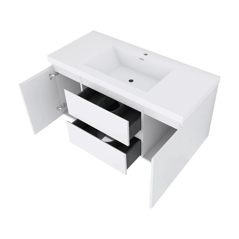 Meuble-lavabo simple 47 po avec plateau en résine Cummington