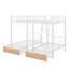 Lit superposé double au-dessus de simple et simple avec tiroirs-545165082