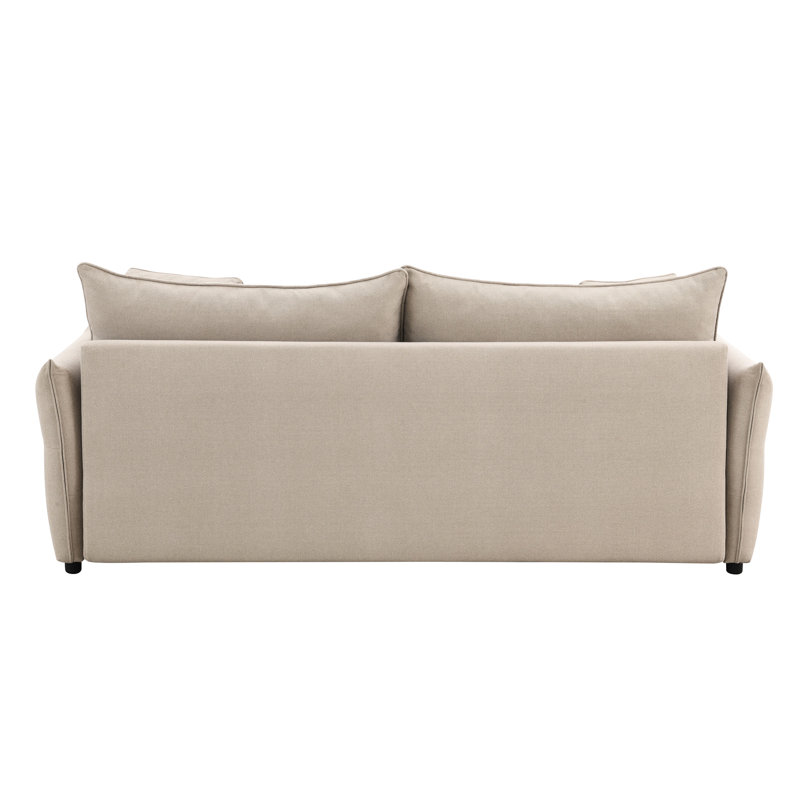 Canapé-lit escamotable beige avec espace de rangement - 4 coussins assortis pour plus de confort Espace dissimulé et coussins amovibles: l 89,44 po x H 36,7 po x P 32,03 po, 2 sièges, rembourrage en mousse