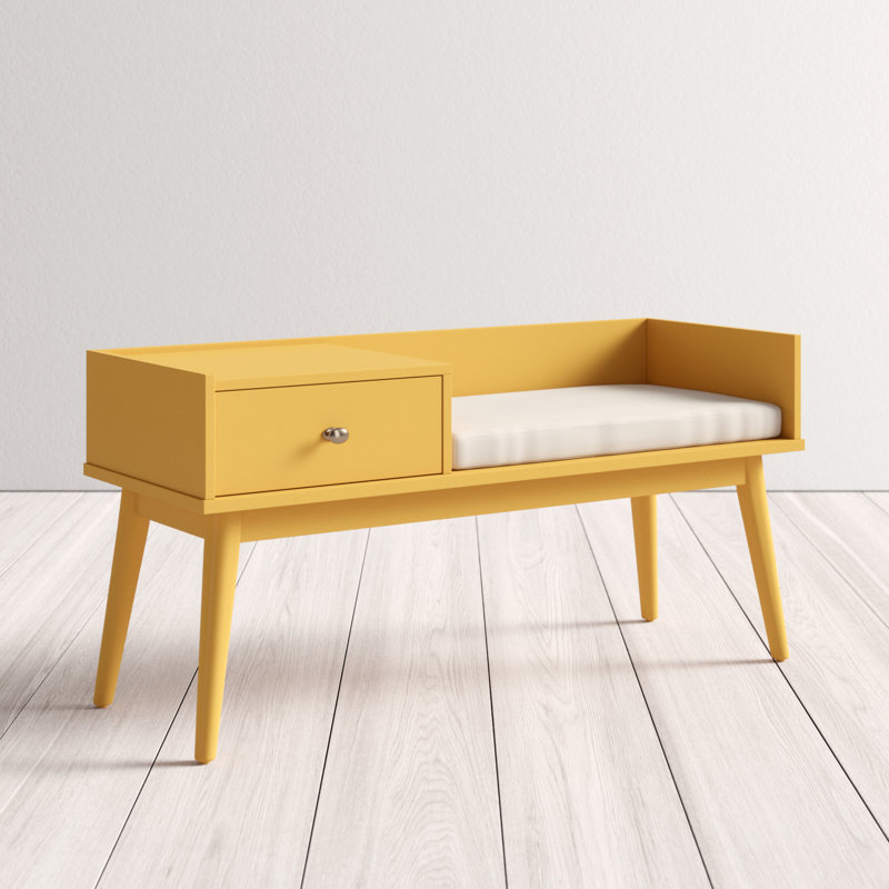 Banc de rangement en bois Hartnett, Jaune