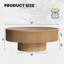 35" wide solid oak circular coffee table with solid wood and wax wood design.-333487288-318250659