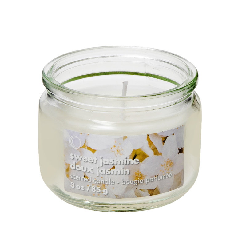 Pot en verre parfumé 3 oz avec couvercle Sweet Jasmine - ensemble de 4
