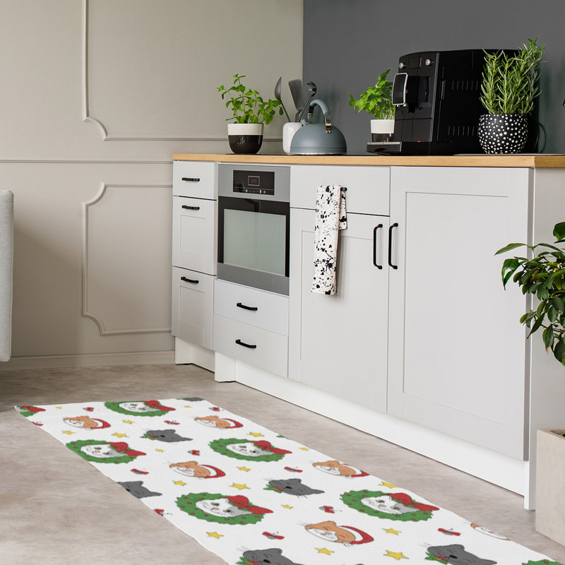 Tapis vert/rouge/gris zone fait main, Tapis de couloir 2 pi x 8 pi