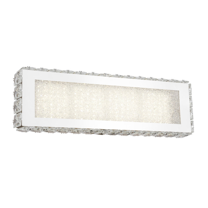 Applique murale Pixley Chrome avec détails en cristal transparent, H 5 po x l 18 po x P 3,5 po