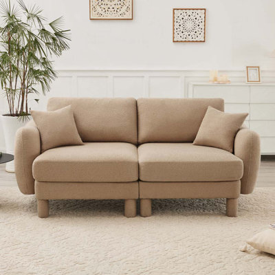 Boucle Fabric 2-Seat Sofa Including 2 Pillows