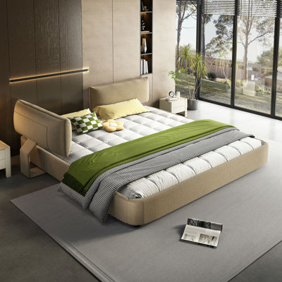 Très grande base de lit avec très grande tête de lit amovible rembourrée et lit tapissier