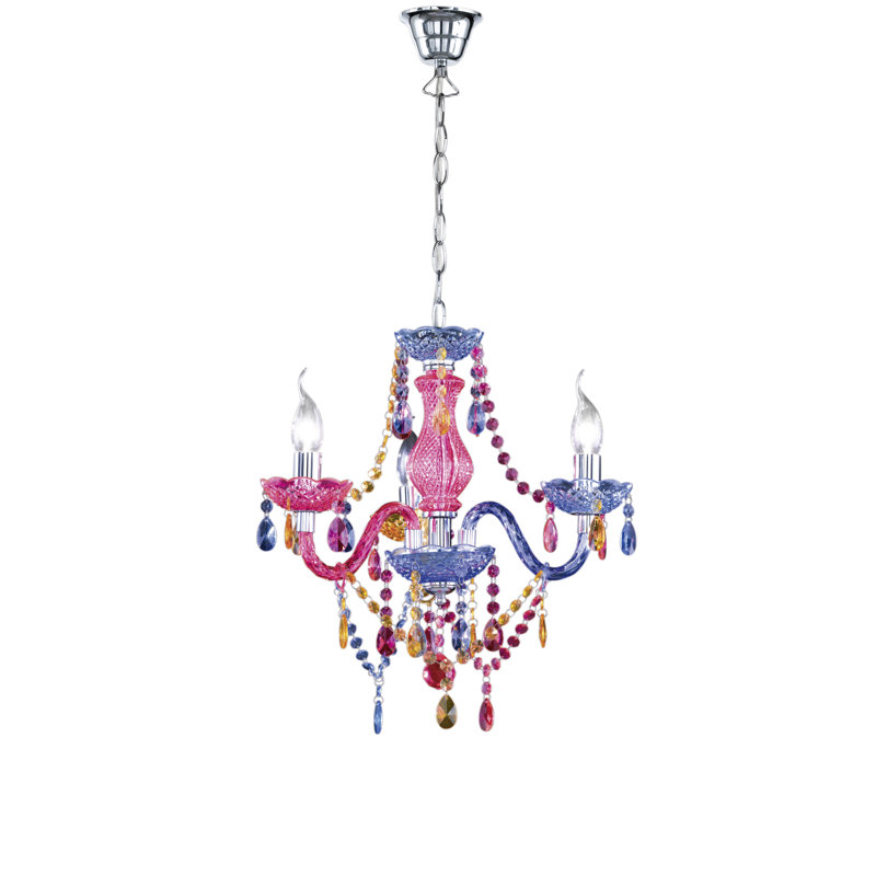 Gilkey 3 -Light Dimmable Candle Style Chandelier, Multicolour