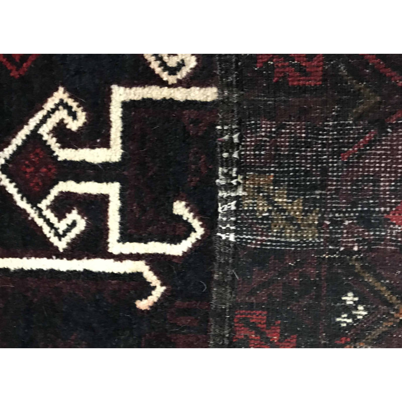 Hand-Knotted High-Quality Black and Red Area Rug