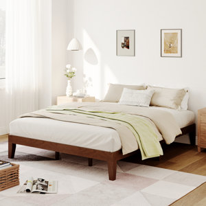 Solid Rubberwood Platform Bed