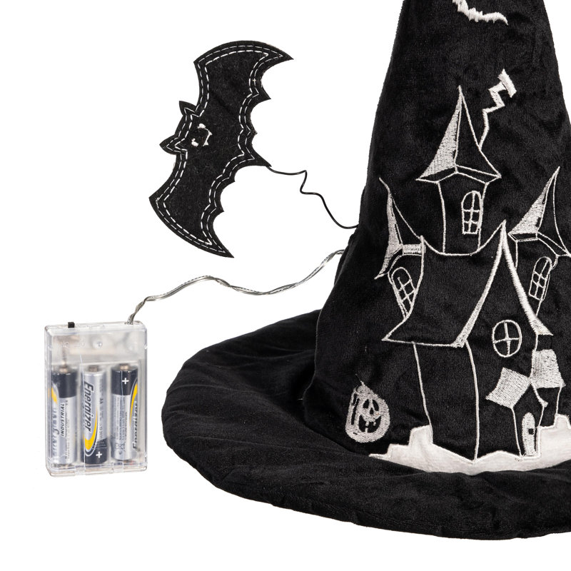 13.75" H LED Fabric Witch Hat Table Decor