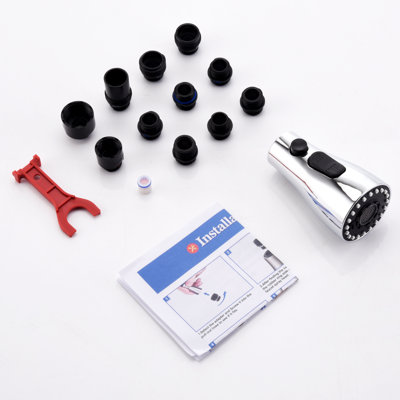 Pull Down Kitchen Sink Faucet Sprayer Head Replacement Parts 3 Functions with 11 Adapters