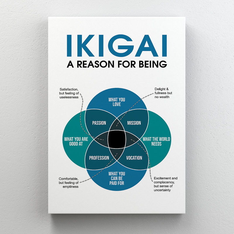 Charte graphique IKIGAI - A Raison for Being, H 36 po x l 24 po x P 2 po