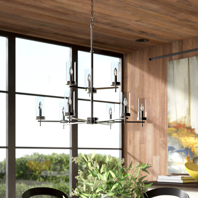 Linley Nine Light Chandelier from, Chrome, No