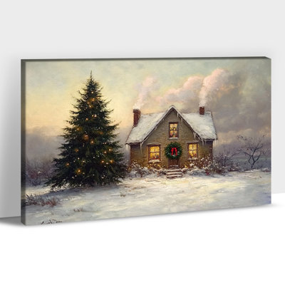 Large Chalmers - Vintage Christmas Prints Canvas Wall Art for Living Room, Winter Pictures Wall Decor Christmas Art Painting for Bedroom Frame Wrapped Canvas Print, 28×40 inches