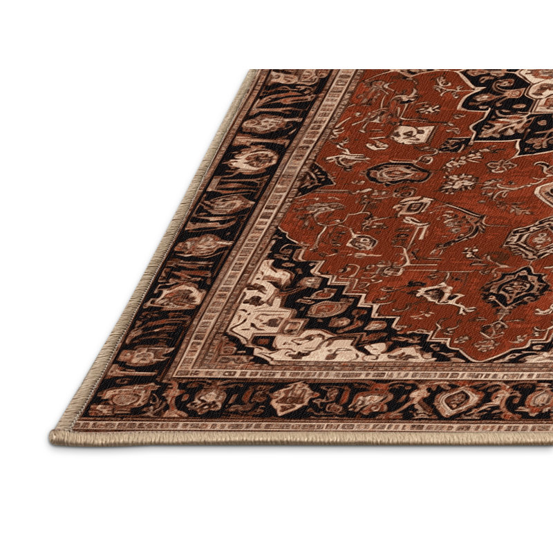 Tapis brun lavable à la machine, Rectangulaire 7 pi x 10 pi