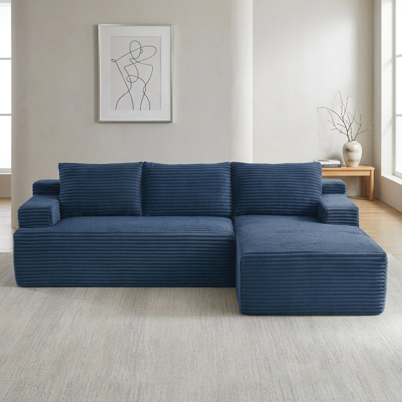 Canapé modulaire Boneless, Bleu, Orienté à droite