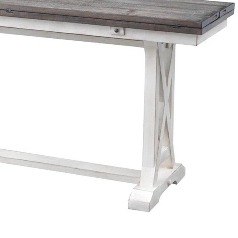 Highworth 64" Solid Wood Flip Top Console Table, Cream