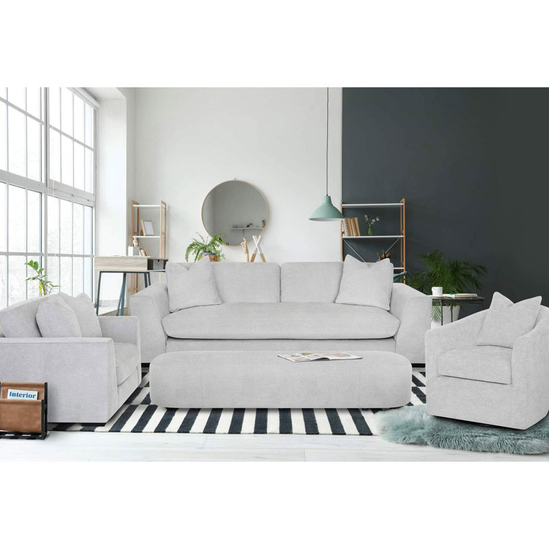 Fauteuil demi-tonneau pivotant en polyester 33,5 po Benehaley, Gris clair