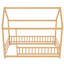 Lit simple en pin naturel avec cadre de toit et clôture uniques, pièce de la chambre à coucher American Artsy, couleur maison, endroit paisible