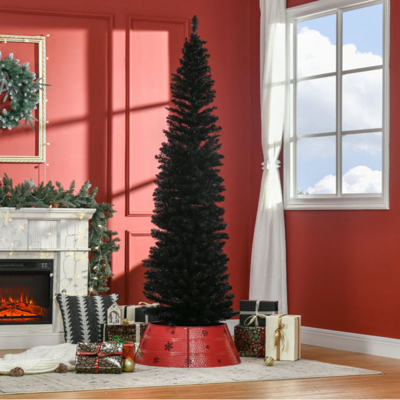 Arbre de Noël artificiel 8 pi avec 818 extrémités de branches réalistes et base en plastique, noir, 6.9'