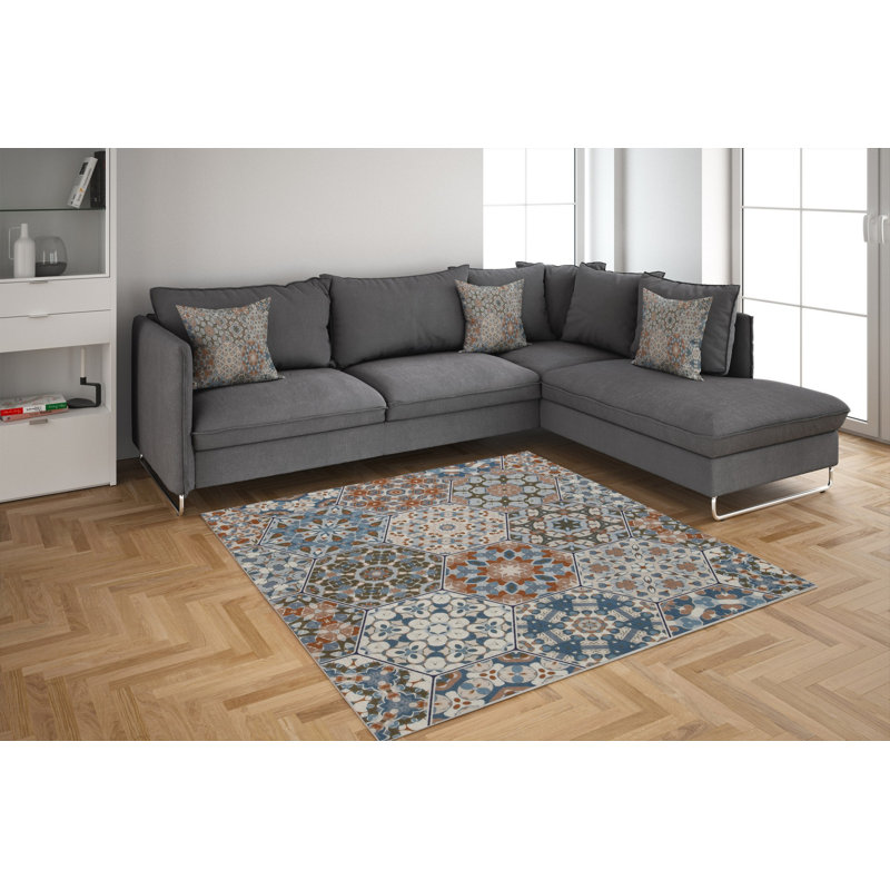 Premium Woven Carpet, 5.2 x 7.5 ft, 100% Polyester, Antibacterial, Non-Slip Underside, 0.3 in Pile Height | Machine Washable, 3D Digital Print | Perfect for Living Room, Bedroom & Office Décor
