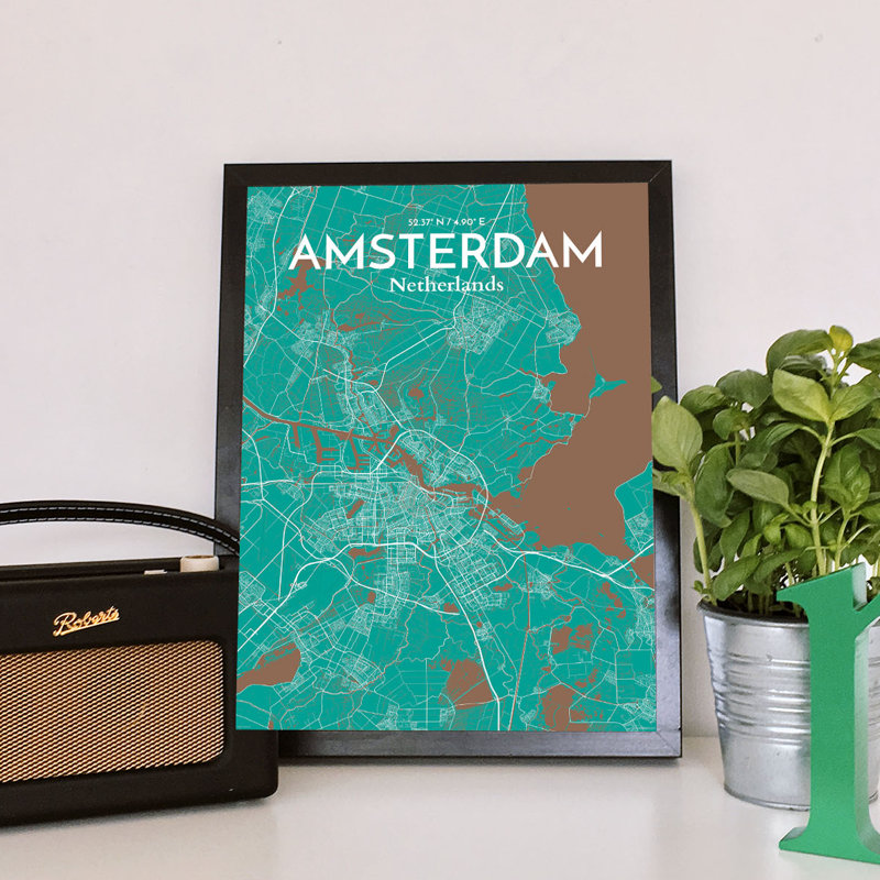 Amsterdam City Map - No Frame Print, 43cm H x 28cm W x 0.13cm D
