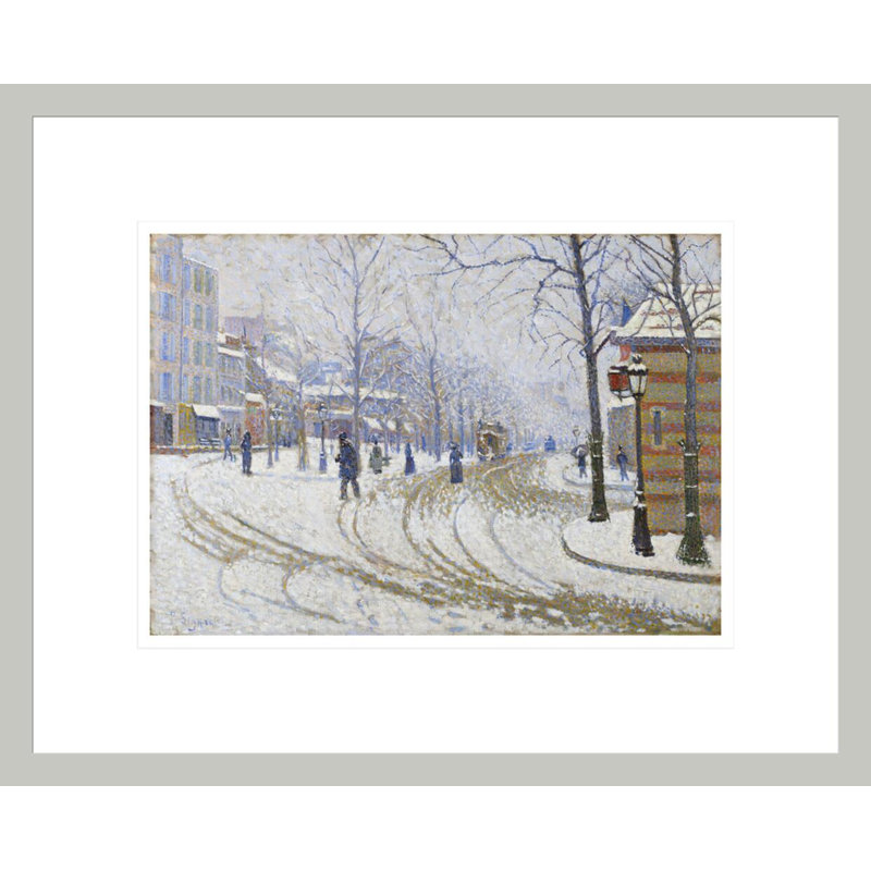 «Snow Boulevard de Clichy Paris» par Paul Signac - Estampe numérique encadrée, 13.48" H x 16.75" W