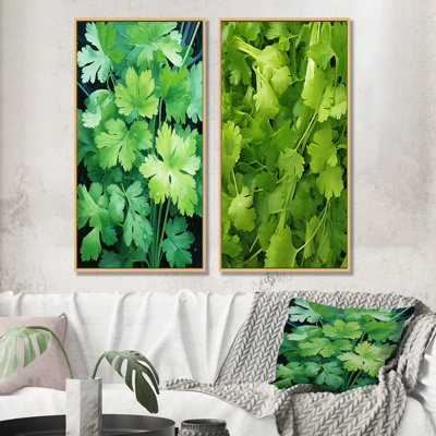 Herbs Parsley Dance I - Herbs Canvas Wall Art Set Of 2