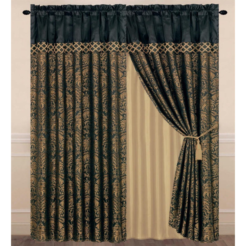 Lisbon Jacquard Floral Window Curtain Set