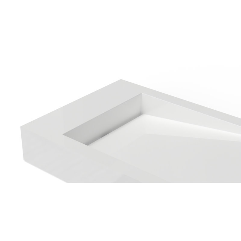 Badeloft 47.2" x 19.6" Rectangular Stone Resin Wall Mounted Bathroom Sink WT-05-A-G in Glossy White, Gloss White