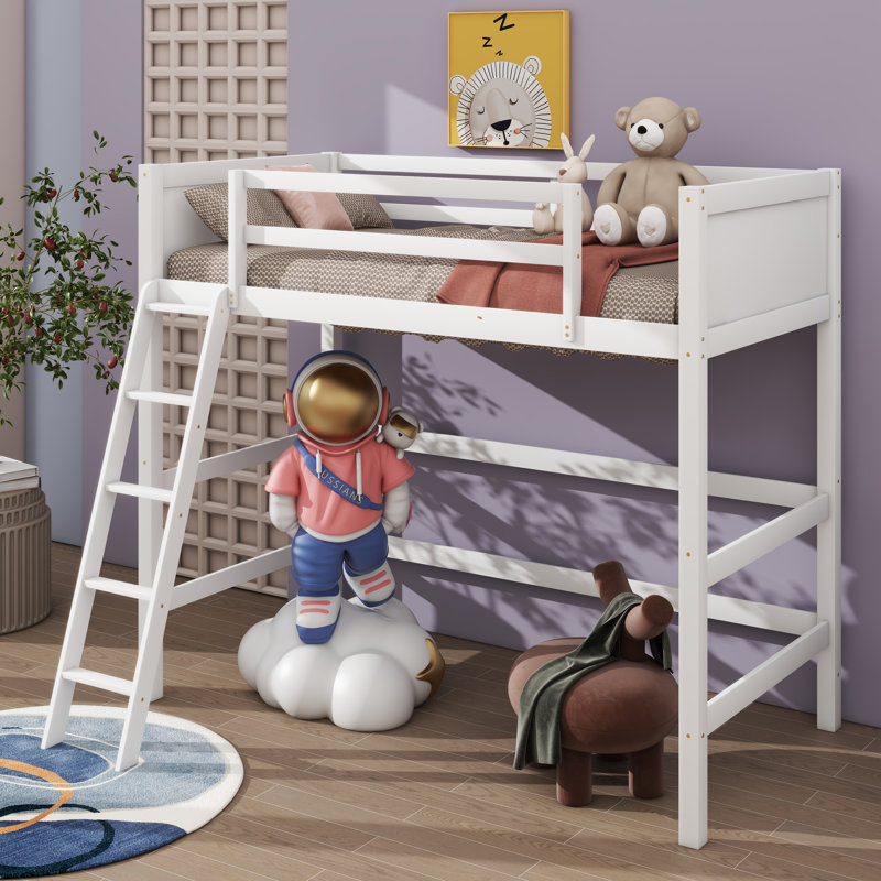 Lit mezzanine simple Jayen, pour enfants, Blanc