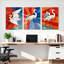 Ensemble de 3 tableaux abstraits géométriques sur toile tendue, représentant des grues, pour la décoration du salon, de la chambre et de la maison.-419842949