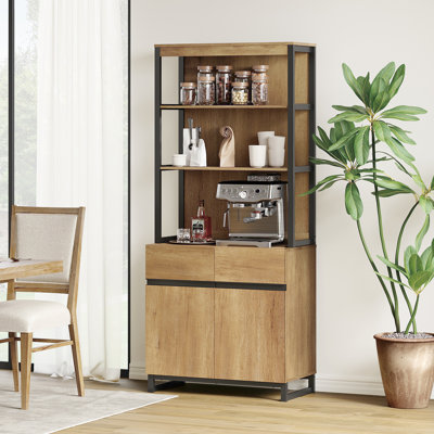 Modern Sideboard With Metal Base And Adjustable Shelves, Multifunctional Buffet Cabinet With Storage And Open Shelves For Dining Room Or Kitchen by 17 Stories